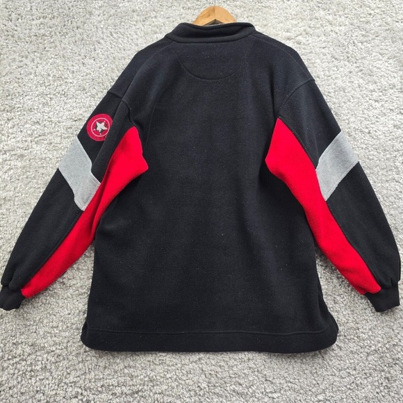 Guess Sweater Mens Medium Black‎ Red Fleece Spellout 1/4 Zip Vintage Y2K - Picture 8 of 13